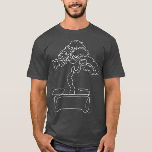 Bonsai Motif Handtekening Zen Lijn Kunsttekening T-shirt