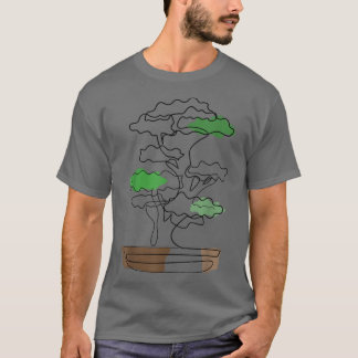 Bonsai Motif Handtekening Zen Lijn Kunsttekening T-shirt