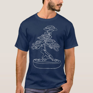 Bonsai Motif Handtekening Zen Lijn Kunsttekening T-shirt