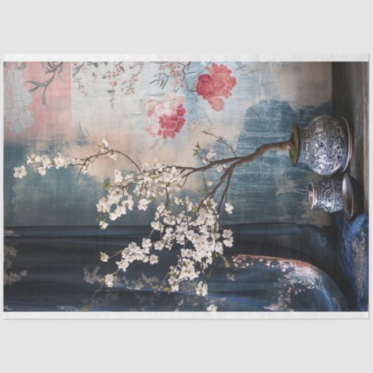 Bonsai Oosterse bloemen stilleven Tissuepapier (Voorkant)