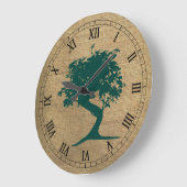 Bonsai op Burlap Wall Clock Grote Klok (Hoek)