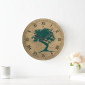 Bonsai op Burlap Wall Clock Grote Klok (Huis)