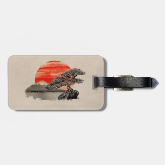 Bonsai Pine Tree - Fuji Sunset Bagagelabel (Achterkant horizontaal)