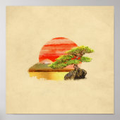 Bonsai Pine Tree - Fuji Sunset in kleur Poster (Voorkant)