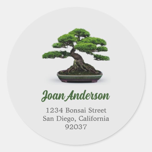 Bonsai Return-adres Ronde Sticker (Voorkant)