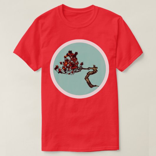 Bonsai Rood op Groen T-shirt (Design voorkant)