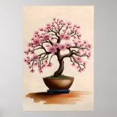 Bonsai Schilderij  Sakura Kersenbloesem Kunst Poster (Voorkant)