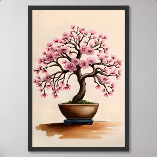 Bonsai Schilderij  Sakura Kersenbloesem Kunst Poster