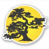 Bonsai Sihouette Sun Sticker (Voorkant)
