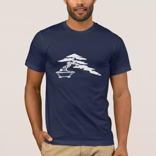 Bonsai silhouette, halfcascade-stijl (lichte inkt) t-shirt (Voorkant)