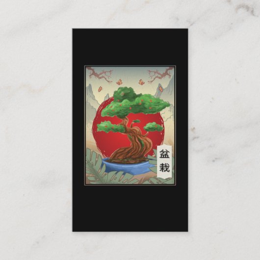 Bonsai Tree Boeddhisme Japanse Natuur Butterfly Visitekaartje (Voorkant)