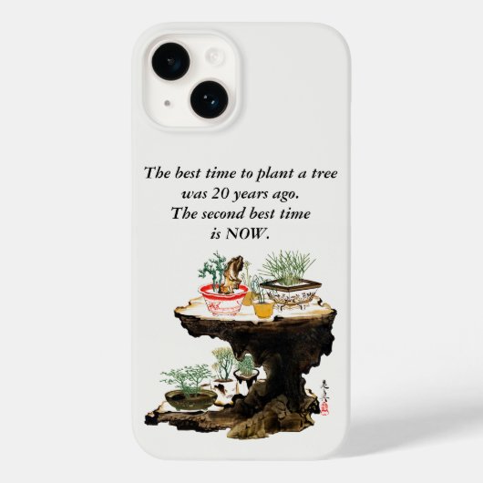 Bonsai Tree Botanische Plant Japanse Waterverf Case-Mate iPhone Case (Achterkant)