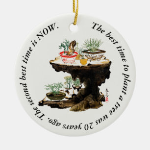 Bonsai Tree Botanische Plant Japanse Waterverf Keramisch Ornament