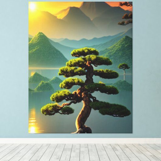 Bonsai Tree Canvas afdrukken (Insitu (Houten vloer))