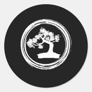 Bonsai Tree Enso Circle Zen Calligrafie Ronde Sticker