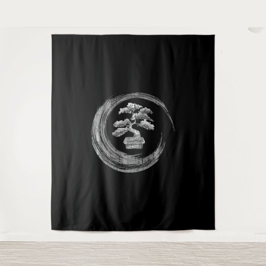 bonsai tree enso circlezen kalligrafie kunst wandkleed (Voorkant)