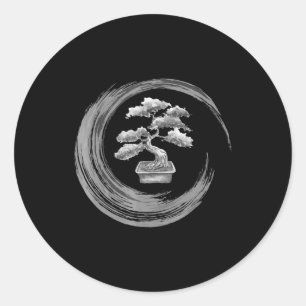 bonsai tree enso cirkel boeddhistisch diepvriescal ronde sticker