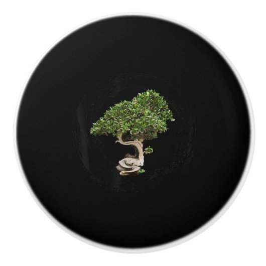 bonsai tree enso cirkel kalligrafie , bevroren keramische knop (Voorkant)