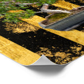 Bonsai Tree Green Gold Black Stripes Wall Art Poster (Hoek)