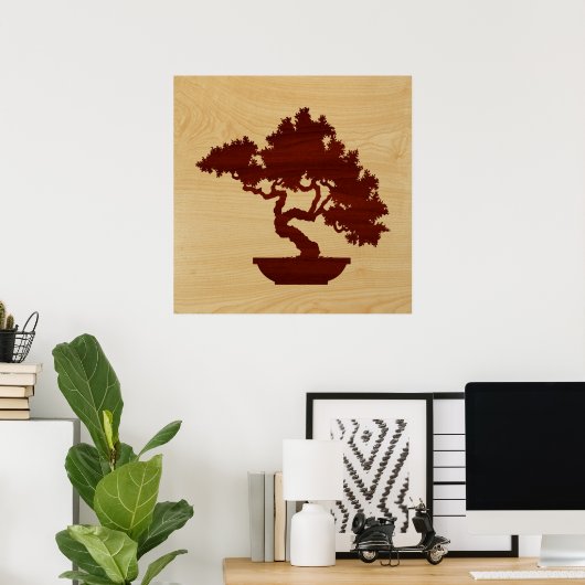 Bonsai Tree - houtinleg. Poster (Thuiskantoor)