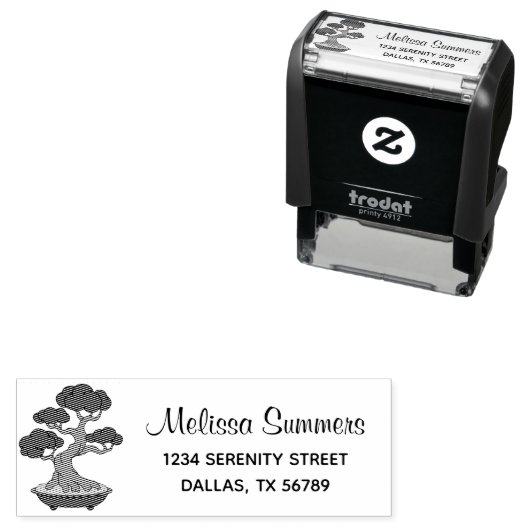 Bonsai Tree in een reisadres, geëtst Zelfinktende Stempel (In situ)