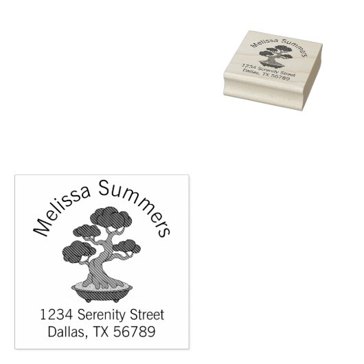 Bonsai Tree in een Tray Arch Address, Etched Rubberstempel (Gestempeld)