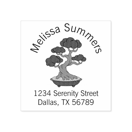 Bonsai Tree in een Tray Arch Address, Etched Rubberstempel (Afrduk)