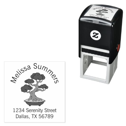 Bonsai Tree in een Tray Arch Address, Etched Zelfinktende Stempel (In situ)