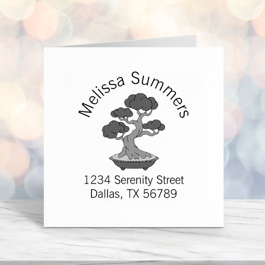 Bonsai Tree in een Tray Arch Address, Etched Zelfinktende Stempel