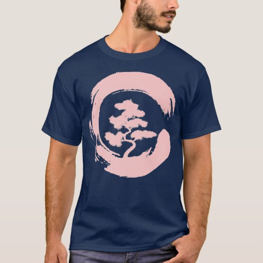 Bonsai Tree in Enso Circle Japans Zen gift T-shirt (Voorkant)