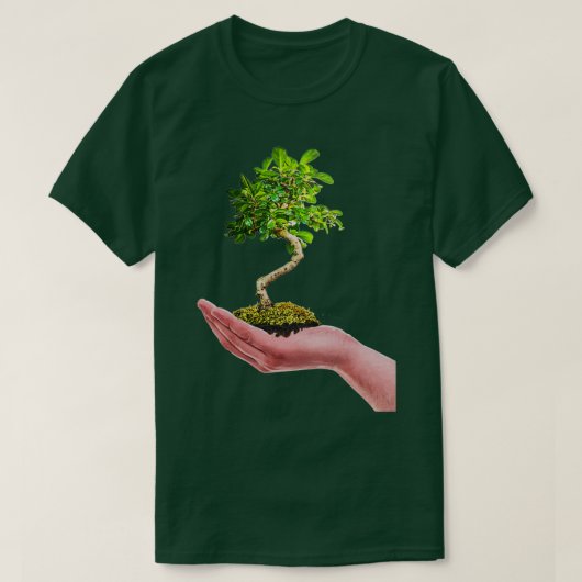 Bonsai Tree in hand Tree Nature white background T-shirt (Design voorkant)