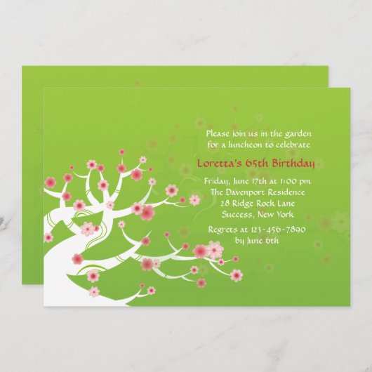 Bonsai Tree Invitation Kaart (Voorkant / Achterkant)