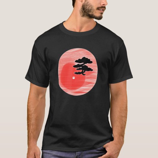 Bonsai Tree Japanese Calligraphy Zen Gardens Aesth T-shirt (Voorkant)