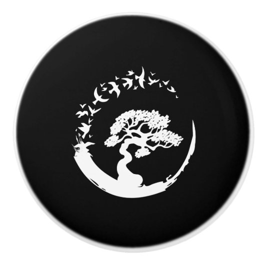 bonsai tree japanese enso - cirkels lange hoes keramische knop (Voorkant)