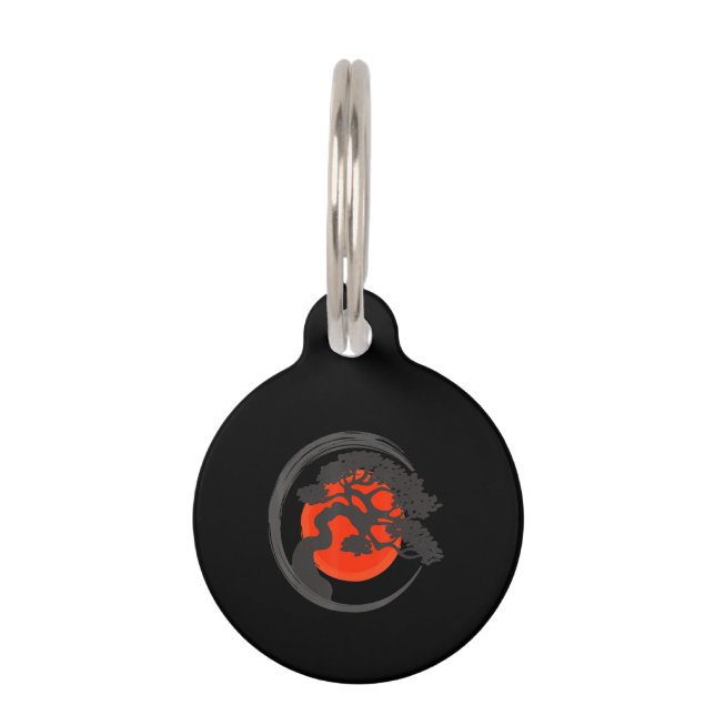 bonsai tree japanese enso kalligrafiecirkel huisdierpenning (Voorkant)