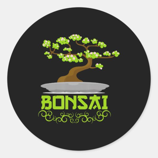 Bonsai Tree Japanse Kanji Ronde Sticker (Voorkant)