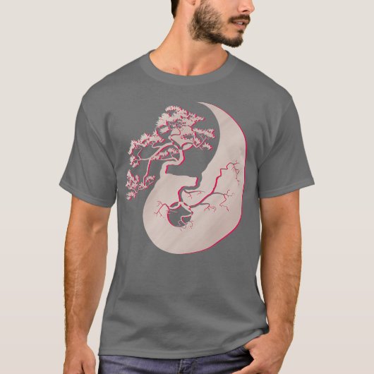 Bonsai Tree Japanse traditie Yin Yang Zen Yoga T-shirt (Voorkant)