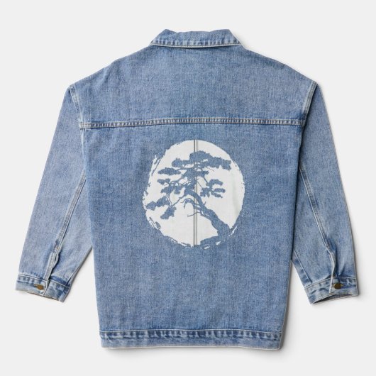 Bonsai Tree Japanse Zen Master Zip Denim Jacket (Achterkant)