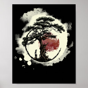 Bonsai Tree Japanse Zen Yin Yang Buddhist Cirkel Poster