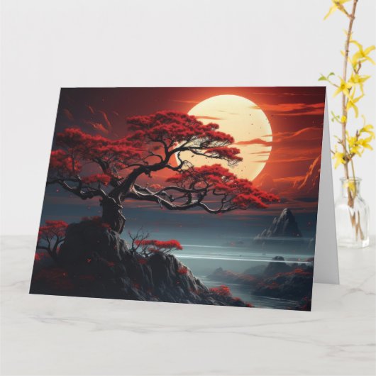 Bonsai Tree Kaart (Gele Bloem)