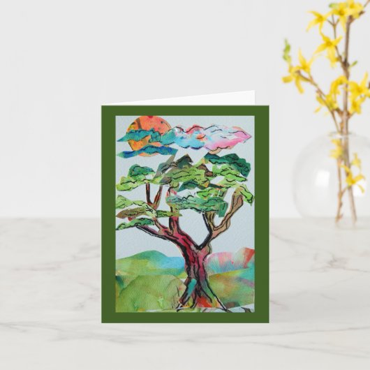 Bonsai Tree Kaart (Gele Bloem)