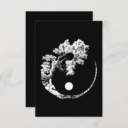 Bonsai Tree Print Zen Spirit Yin Yang Japans Informatiekaartje (Voorkant / Achterkant)