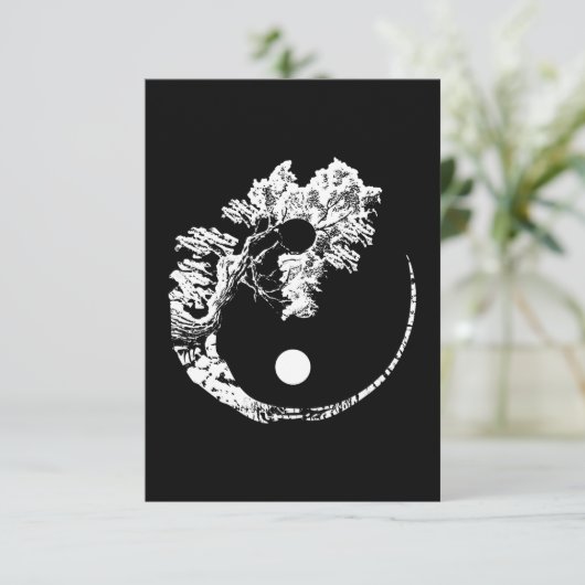 Bonsai Tree Print Zen Spirit Yin Yang Japans Informatiekaartje (Staand voorkant)