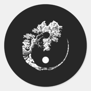 Bonsai Tree Print Zen Spirit Yin Yang Japans Ronde Sticker