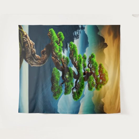 Bonsai Tree Tapestry Wandkleed (Voorkant (horizontaal))