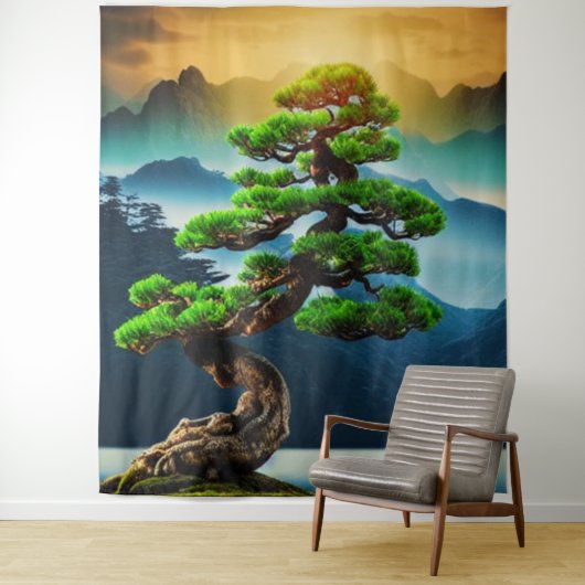Bonsai Tree Tapestry Wandkleed (In situ)