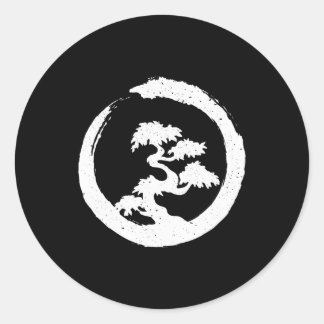 Bonsai Tree W Enso Bruske Ronde Sticker