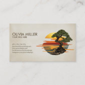 Bonsai Tree Zonsondergang boven zee Visitekaartje (Voorkant)