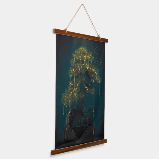 Bonsai van goud hangend wandkleed (Gebogen)