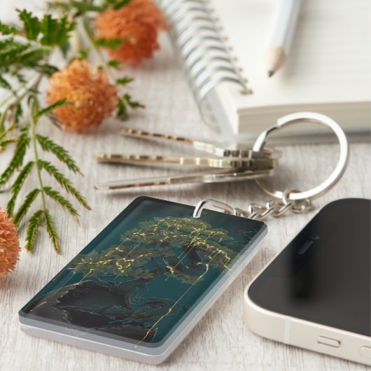 Bonsai van goud sleutelhanger (Voorkant Rechts)